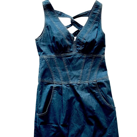 Rare designer Nanette Lepore NWOT Sexy Vintage Denim Dress 90s 00s y2k Bodycon - Picture 7 of 11